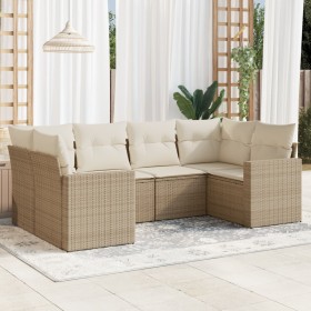 Gartensofa-Set mit Kissen, 6-teilig, beiges synthetisches Rattan von , Gartensets - Ref: Foro24-3219368, Preis: 491,05 €, Rab...