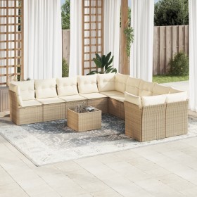 Set de sofás de jardín 11pzas con cojines ratán sintético beige de , Conjuntos de jardín - Ref: Foro24-3218248, Precio: 816,9...