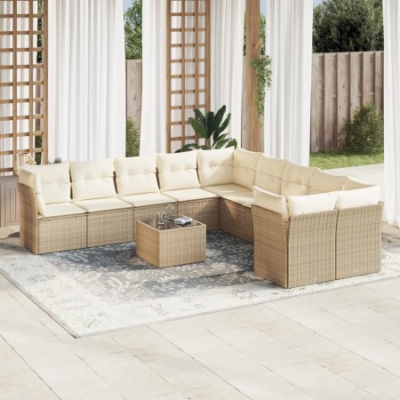 Set von 11-teiligen Gartensofas mit beigen Kissen aus synthetischem Rattan von , Gartensets - Ref: Foro24-3218248, Preis: 818...