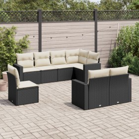 Set aus 8-teiligen Gartensofas und Kissen Kunstrattan schwarz von , Gartensets - Ref: Foro24-3219226, Preis: 562,49 €, Rabatt: %