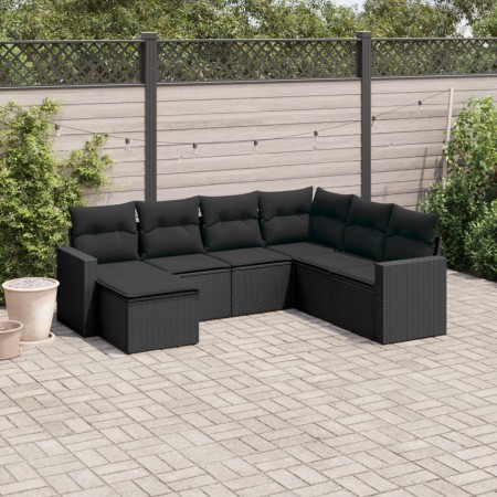 7-piece garden dining set with black synthetic rattan cushions by , Garden sets - Ref: Foro24-3219285, Price: 412,02 €, Disco...