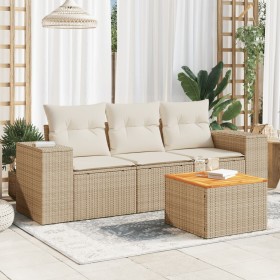 Garden sofa set with 4-piece synthetic rattan beige cushions by , Garden sets - Ref: Foro24-3225316, Price: 333,75 €, Discoun...