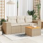 Garden sofa set with 4-piece synthetic rattan beige cushions by , Garden sets - Ref: Foro24-3225316, Price: 330,99 €, Discoun...