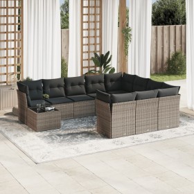 Garden sofa set 11 pieces and gray synthetic rattan cushions by , Garden sets - Ref: Foro24-3218260, Price: 717,53 €, Discoun...