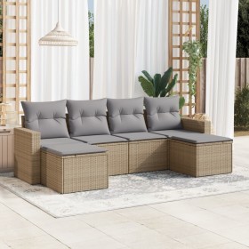 Garden sofa set with 6-piece synthetic rattan beige cushions by , Garden sets - Ref: Foro24-3219309, Price: 355,99 €, Discoun...