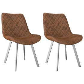 Dining chairs 2 units brown artificial suede leather by vidaXL, dining chairs - Ref: Foro24-282560, Price: 122,95 €, Discount: %