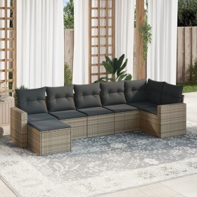 7-piece garden sofa set with gray PE rattan cushions by , Garden sets - Ref: Foro24-3219270, Price: 462,57 €, Discount: %