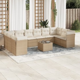 Set de sofás de jardín 11pzas con cojines ratán sintético beige de , Conjuntos de jardín - Ref: Foro24-3218208, Precio: 816,9...