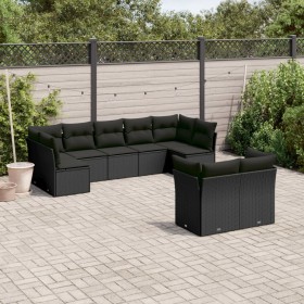 Set aus 8-teiligen Gartensofas und Kissen Kunstrattan schwarz von , Gartensets - Ref: Foro24-3218145, Preis: 541,58 €, Rabatt: %