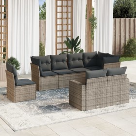 Garden sofa set 8 pieces and gray synthetic rattan cushions by , Garden sets - Ref: Foro24-3219230, Price: 574,99 €, Discount: %