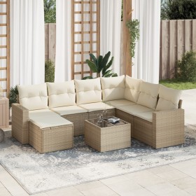 Gartensofa-Set mit beigen Kissen 8 Stück PE-Rattan von , Gartensets - Ref: Foro24-3219298, Preis: 620,99 €, Rabatt: %