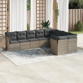 Garden furniture set 9 pieces and gray synthetic rattan cushions by , Garden sets - Ref: Foro24-3218170, Price: 567,78 €, Dis...