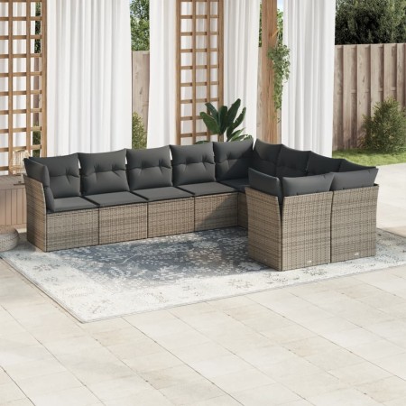 Set de muebles de jardín 9 pzas y cojines ratán sintético gris de , Conjuntos de jardín - Ref: Foro24-3218170, Precio: 567,78...