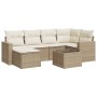 7-teiliges Gartensofa-Set und beige synthetische Rattankissen von , Gartensets - Ref: Foro24-3219258, Preis: 530,99 €, Rabatt: %