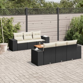 7-teiliges Garten-Esszimmerset und Kissen synthetisches Rattan schwarz von , Gartensets - Ref: Foro24-3225335, Preis: 510,39 ...