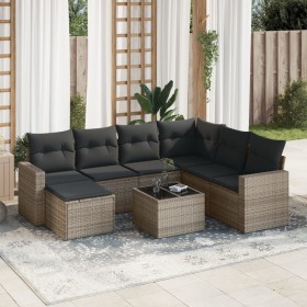 Garden sofa set 8 pieces and gray synthetic rattan cushions by , Garden sets - Ref: Foro24-3219300, Price: 512,73 €, Discount: %