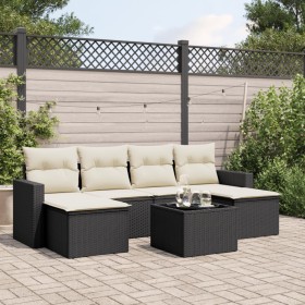 7-teiliges Garten-Esszimmerset und Kissen synthetisches Rattan schwarz von , Gartensets - Ref: Foro24-3219316, Preis: 409,73 ...