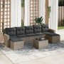 Garden sofa set 8 pieces and gray synthetic rattan cushions by , Garden sets - Ref: Foro24-3219340, Price: 456,09 €, Discount: %