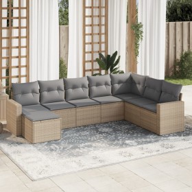 Garden sofa set with beige cushions, 8 pieces, PE rattan. by , Garden sets - Ref: Foro24-3219349, Price: 533,60 €, Discount: %