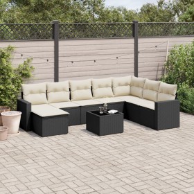 Set aus 8-teiligen Gartensofas und Kissen Kunstrattan schwarz von , Gartensets - Ref: Foro24-3219356, Preis: 541,38 €, Rabatt: %