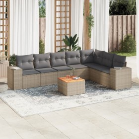 Garden sofa set with beige cushions, 8 pieces, PE rattan. by , Garden sets - Ref: Foro24-3225478, Price: 564,90 €, Discount: %