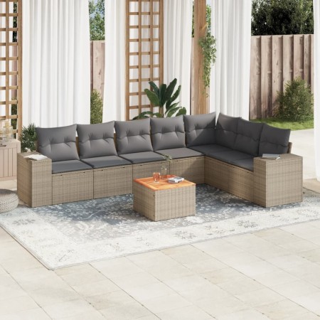 Set Gartensofas mit beigen Kissen 8 Stück PE Rattan von , Gartensets - Ref: Foro24-3225478, Preis: 560,30 €, Rabatt: %