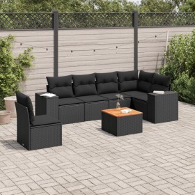 7-teiliges Garten-Esszimmerset und Kissen synthetisches Rattan schwarz von , Gartensets - Ref: Foro24-3225467, Preis: 482,86 ...