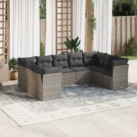 Garden furniture set 9 pieces and gray synthetic rattan cushions by , Garden sets - Ref: Foro24-3218130, Price: 597,14 €, Dis...