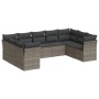 Garden furniture set 9 pieces and gray synthetic rattan cushions by , Garden sets - Ref: Foro24-3218130, Price: 577,06 €, Dis...