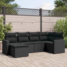 Set aus 6-teiligen Gartensofas und Kissen Kunstrattan schwarz von , Gartensets - Ref: Foro24-3219245, Preis: 353,37 €, Rabatt: %