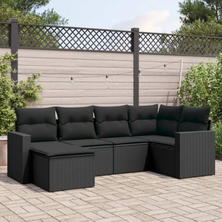 Set aus 6-teiligen Gartensofas und Kissen Kunstrattan schwarz von , Gartensets - Ref: Foro24-3219245, Preis: 365,38 €, Rabatt: %