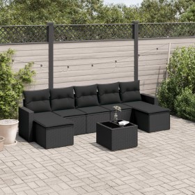 Set aus 8-teiligen Gartensofas und Kissen Kunstrattan schwarz von , Gartensets - Ref: Foro24-3219335, Preis: 436,00 €, Rabatt: %