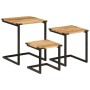 Stackable coffee tables, set of 3, made of solid mango wood and iron. by , Side tables - Ref: Foro24-358561, Price: 72,76 €, ...