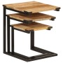 Stackable coffee tables, set of 3, made of solid mango wood and iron. by , Side tables - Ref: Foro24-358561, Price: 72,76 €, ...