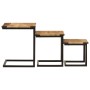 Stackable coffee tables, set of 3, made of solid mango wood and iron. by , Side tables - Ref: Foro24-358561, Price: 75,99 €, ...