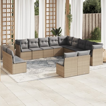 Set sofás de jardín con cojines 13 pzas ratán sintético beige de , Conjuntos de jardín - Ref: Foro24-3250328, Precio: 903,34 ...