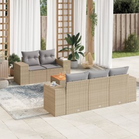 Gartensofa-Set mit Kissen, 6-teilig, beiges synthetisches Rattan von , Gartensets - Ref: Foro24-3257662, Preis: 608,80 €, Rab...