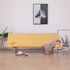 Sofá cama con dos almohadas de poliéster amarillo de vidaXL, Sofás - Ref: Foro24-282190, Precio: 164,99 €, Descuento: %