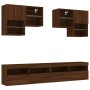 Wall TV cabinets with LED lights 6 pieces oak brown by , TV Furniture - Ref: Foro24-3216756, Price: 240,35 €, Discount: %