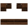 Wall TV cabinets with LED lights 6 pieces oak brown by , TV Furniture - Ref: Foro24-3216756, Price: 240,35 €, Discount: %