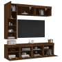 Wall TV cabinets with LED lights 7 pieces oak brown by , TV Furniture - Ref: Foro24-3216763, Price: 228,57 €, Discount: %