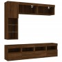 Wall TV cabinets with LED lights 7 pieces oak brown by , TV Furniture - Ref: Foro24-3216763, Price: 228,57 €, Discount: %