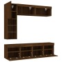 Wall TV cabinets with LED lights 7 pieces oak brown by , TV Furniture - Ref: Foro24-3216763, Price: 228,57 €, Discount: %