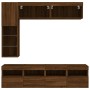 Wall TV cabinets with LED lights 7 pieces oak brown by , TV Furniture - Ref: Foro24-3216763, Price: 228,57 €, Discount: %