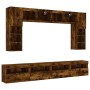 Wall TV cabinets with LED lights 8 pieces smoked oak by , TV Furniture - Ref: Foro24-3216768, Price: 326,75 €, Discount: %