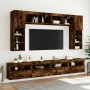 Wall TV cabinets with LED lights 8 pieces smoked oak by , TV Furniture - Ref: Foro24-3216768, Price: 326,75 €, Discount: %