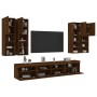 Wall TV cabinets with LED lights 7 pieces oak brown by , TV Furniture - Ref: Foro24-3216777, Price: 379,43 €, Discount: %