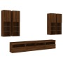 Wall TV cabinets with LED lights 7 pieces oak brown by , TV Furniture - Ref: Foro24-3216777, Price: 379,43 €, Discount: %