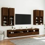 Wall TV cabinets with LED lights 7 pieces oak brown by , TV Furniture - Ref: Foro24-3216777, Price: 379,43 €, Discount: %