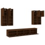 Wall TV cabinets with LED lights 7 pieces oak brown by , TV Furniture - Ref: Foro24-3216777, Price: 379,43 €, Discount: %